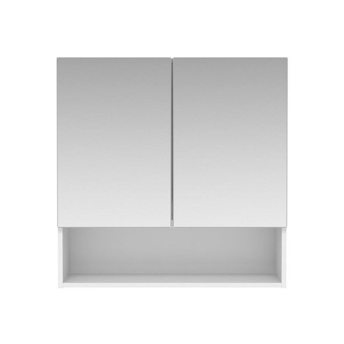 Vente-Unique Armoire murale de salle de bain avec miroir et niche - Blanc - ZUMPA