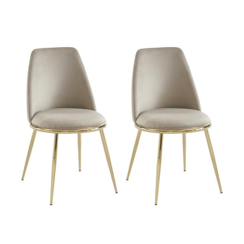 Pascal Morabito - Lot de 2 chaises en velours et métal doré - Beige - NEBINA de Pascal MORABITO Pascal Morabito - Chaises Velours