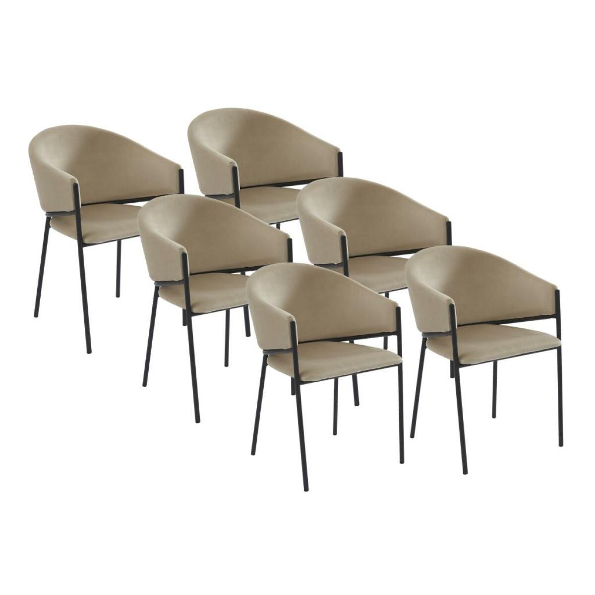 pascal morabito lot de 6 chaises avec accoudoirs en velours et métal noir - beige - ordida de pascal morabito  beige