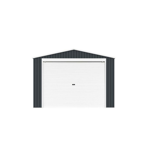 Vente-Unique Garage en acier galvanisé avec porte enroulante gris OCTOU - 19,5 m²