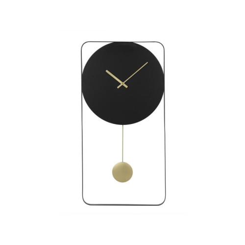 Vente-Unique - Horloge murale  en métal - L. 31 x H. 60 cm - Noir et doré - FASTINA Vente-Unique  - Horloges, pendules Noir