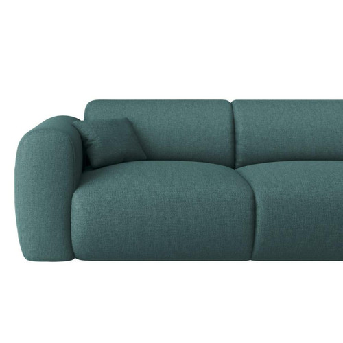 Vente-Unique Grand canapé d'angle droit en tissu chiné bleu POGNI de Maison Céphy