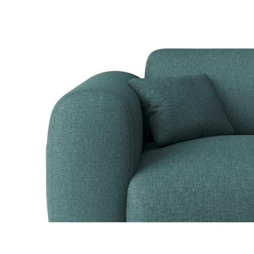 Canapés Grand canapé d'angle droit en tissu chiné bleu POGNI de Maison Céphy