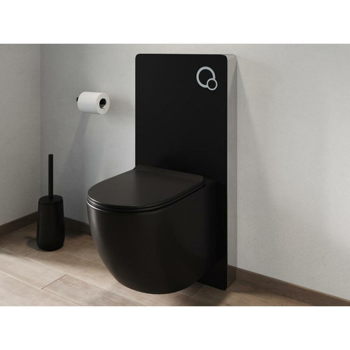 Vente-Unique - Pack WC suspendu avec bâti-support décoratif - Noir mat - JAVOINE Vente-Unique  - WC