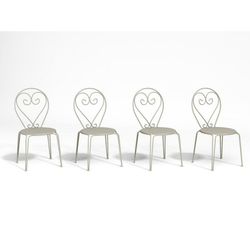 Chaises de jardin Vente-Unique Lot de 4 chaises de jardin empilables en métal façon fer forgé - Beige - GUERMANTES de MYLIA