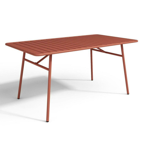 Vente-Unique Table de jardin L.160 cm en métal - Terracotta - MIRMANDE de MYLIA