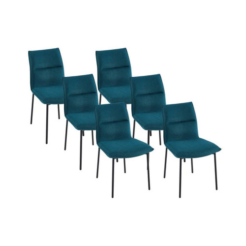 Vente-Unique - Lot de 6 chaises en tissu et métal noir - Bleu - ETIVAL Vente-Unique  - Lot de 6 chaises Chaises