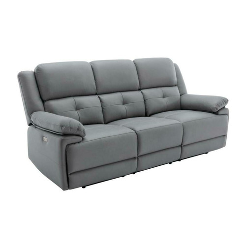 Salons complets Canapé 3 places et fauteuil relax électrique en tissu gris DOLENE