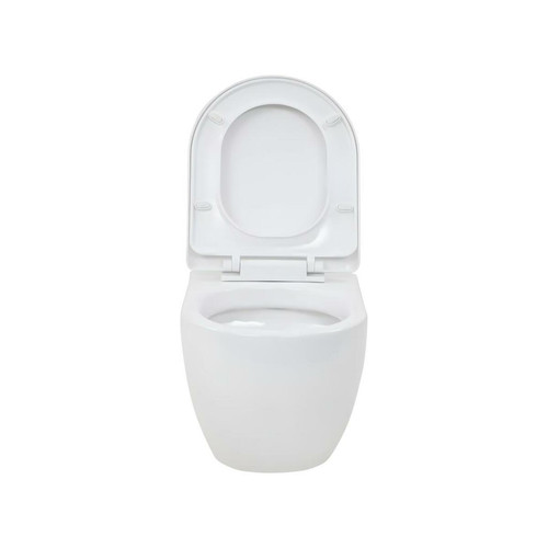 Vente-Unique WC suspendu en céramique fonction de ralentissement de la fermeture blanc 02_0003591