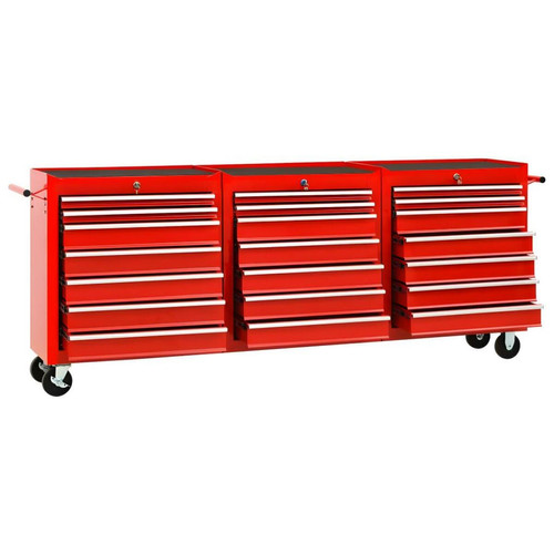 Boîtes à outils Chariot à outils avec 21 tiroirs acier rouge atelier 02_0003832