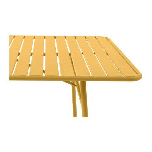Ensembles tables et chaises Salle à manger de jardin en métal - une table L.160 cm avec 2 fauteuils empilables et 4 chaises empilables - Jaune moutarde - MIRMANDE de MYLIA