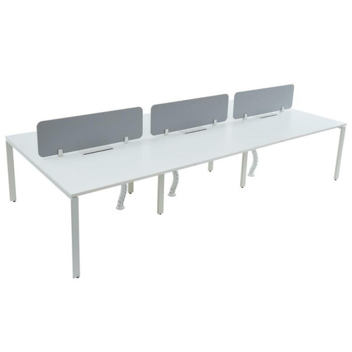Bureau et table enfant Bureau bench 6 personnes - Blanc - L120 cm - Avec séparateurs - DOWNTOWN