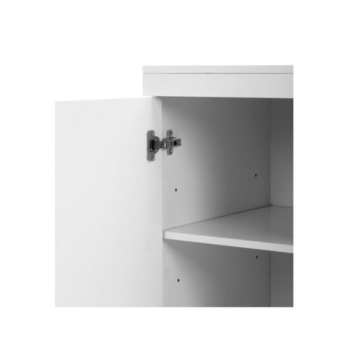 Bureau et table enfant Vente-Unique Bureau PLUTON - MDF laqué blanc - LEDs - 1 porte & 3 tiroirs