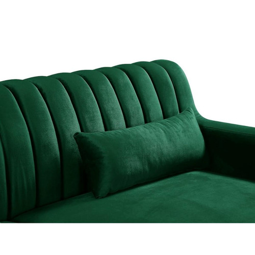 Vente-Unique Canapé d'angle MEYREUIL en velours - Vert sapin - Angle gauche