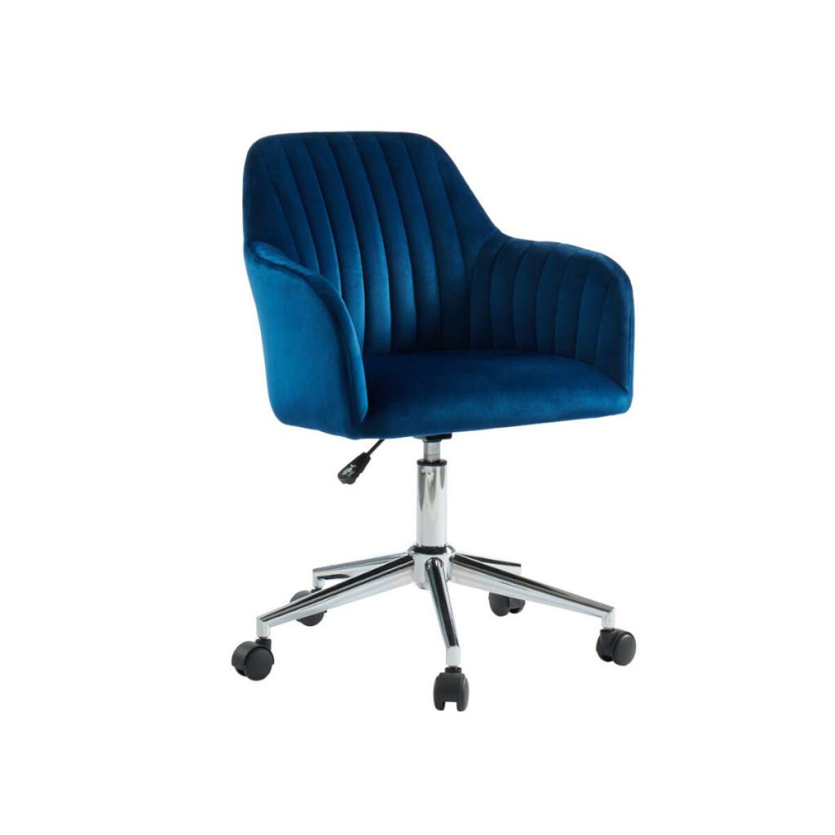 vente-unique chaise de bureau - velours - bleu - hauteur réglable - eleana