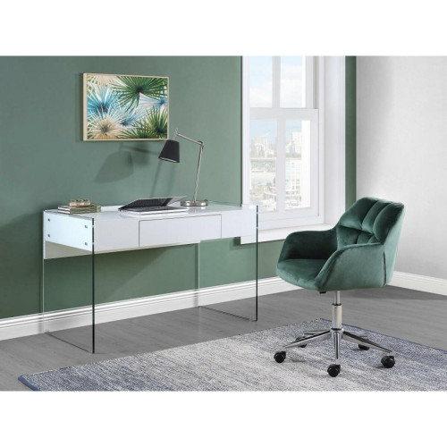Vente-Unique - Chaise de bureau - Velours - Vert - Hauteur réglable - PEGA - Mobilier de bureau Vert