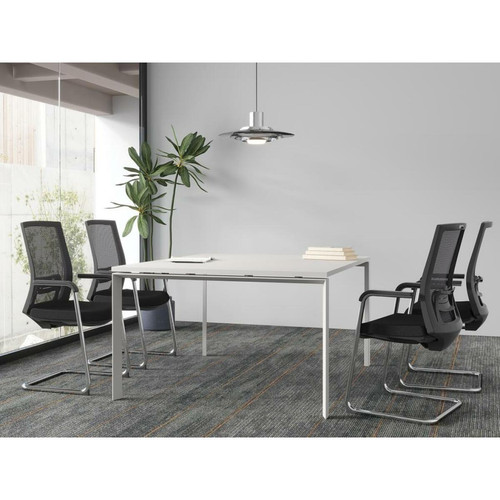 Bureau et table enfant Vente-Unique Chaise de réunion professionnelle - Tissu et métal chromé - Noir - RULIO