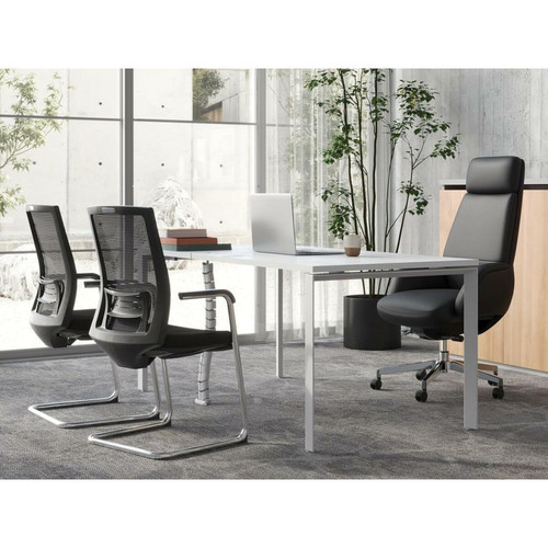 Vente-Unique Chaise de réunion professionnelle - Tissu et métal chromé - Noir - RULIO