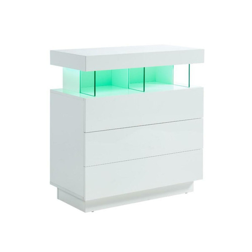Commode Commode 3 tiroirs - Avec LEDs - MDF - Blanc laqué - FABIO II