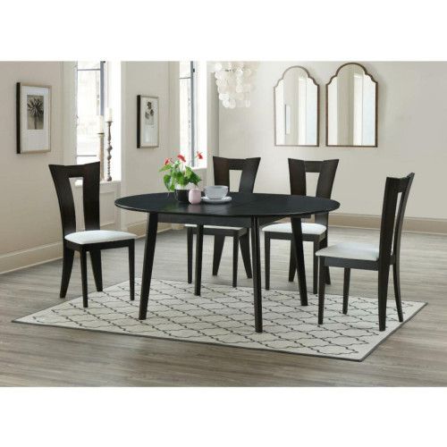 Vente-Unique - Ensemble table + 4 chaises TIFFANY - Hêtre massif - Wengé - Table extensible 12 personnes