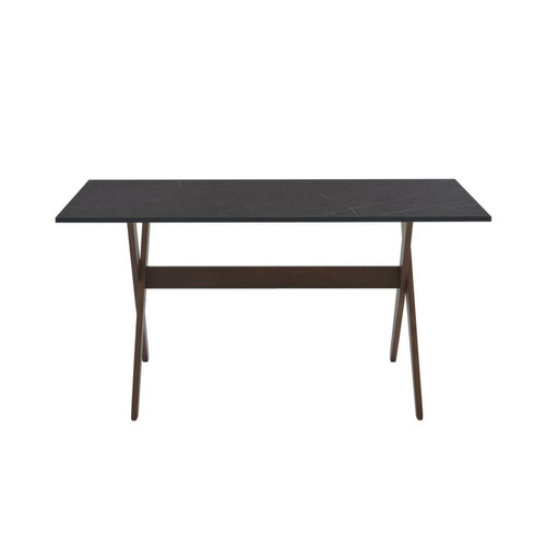 Tables à manger Ensemble table + 6 chaises - Anthracite, gris et naturel foncé - SERANI