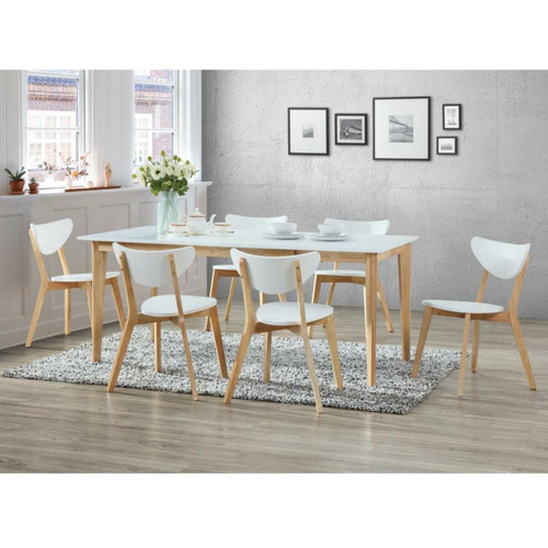 Vente-Unique - Ensemble table + 6 chaises - CARINE - Blanc Vente-Unique  - Tables à manger Rectangulaire
