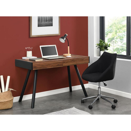 Vente-Unique - Chaise de bureau - Tissu - Noir - Hauteur ajustable - REZA - Bureau et table enfant Noir et blanc