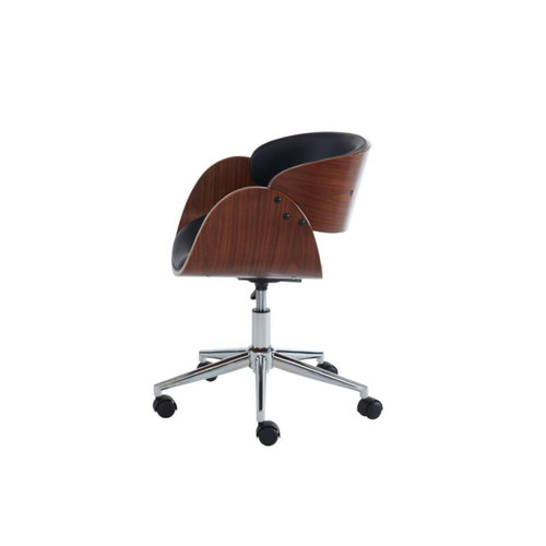 Bureau et table enfant Chaise de bureau JELSA - Hauteur ajustable - Simili et métal chromé - Noyer et Noir