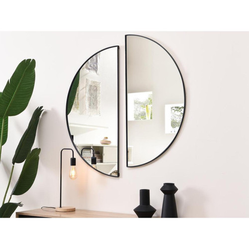 Vente-Unique - Lot de 2 miroirs demi-cercle design en métal - L.50 x H.100 cm - Noir - GAVRA Vente-Unique  - miroir cuivre Miroirs