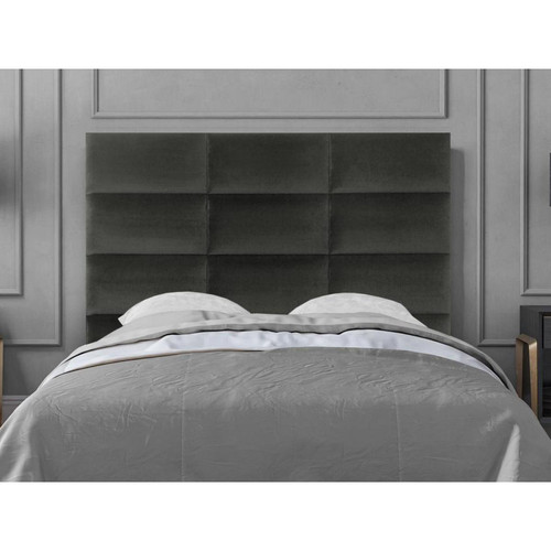 Vente-Unique - Panneaux muraux tête de lit BONTE - 180 cm - Velours - Gris - Têtes de lit 2