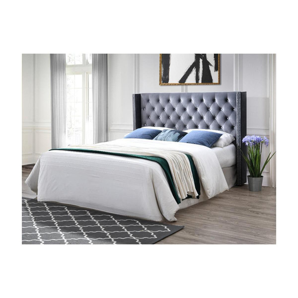 Têtes de lit Vente-Unique Tête de lit capitonnée MASSIMO - Velours - 170 cm - Gris