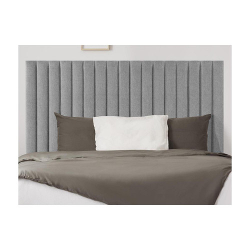 Vente-Unique - Tête de lit coutures verticales - 150cm -Tissu - Gris - SARAH - Têtes de lit Gris