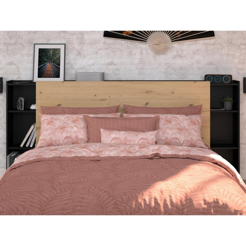 Têtes de lit Tête de lit avec rangements 160 cm - Coloris : Naturel et noir - FERDI