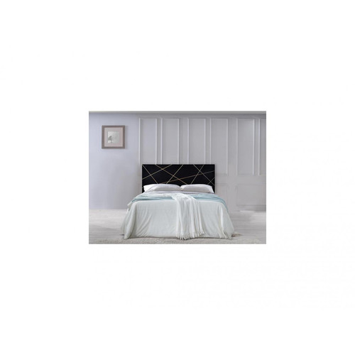 Vente-Unique - Tête de lit art déco MANGAIA - 170 cm - Bois de manguier - Noir et doré - Têtes de lit