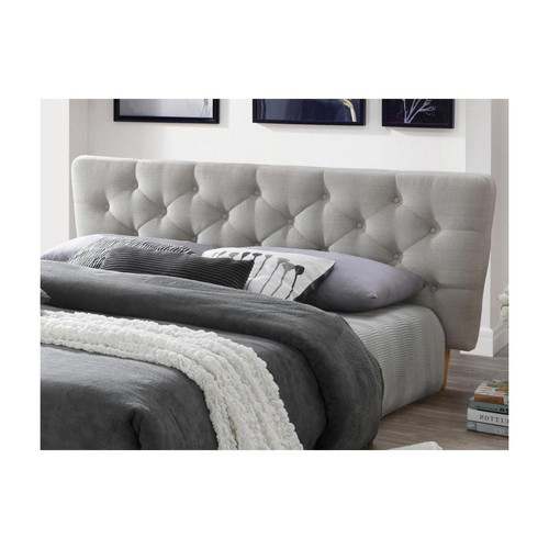 Vente-Unique - Tête de lit scandinave GUNILLA - Tissu - 170 cm - Beige - Literie Beige, argenté