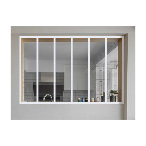 Vente-Unique - Verrière atelier en aluminium thermolaqué - 180x105 cm - Blanc - BAYVIEW - Menuiserie intérieure