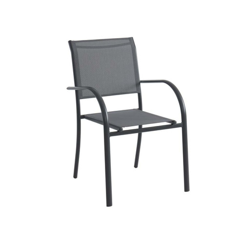 Ensembles tables et chaises La salle à manger de jardin en aluminium : une table L.150 cm et 4 fauteuils - Gris anthracite - JOLANE de MYLIA