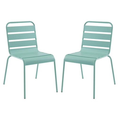 Vente-Unique -Lot de 2 chaises de jardin empilables en métal - Vert amande - MIRMANDE Vente-Unique  - Chaises de jardin