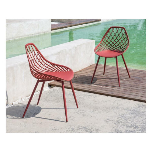 Chaises de jardin Vente-Unique Lot de 2 chaises de jardin en polypropylène avec pieds en métal  - Terracotta - MALAGA de MYLIA