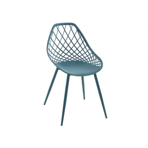 Chaises de jardin Lot de 2 chaises de jardin en polypropylène avec pieds en métal - Bleu canard - MALAGA de MYLIA