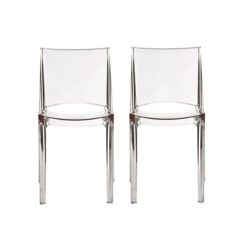 Vente-Unique -Lot de 2 chaises empilables HELLY - Polycarbonate plein - Cristal Vente-Unique  - Chaises Vente-Unique