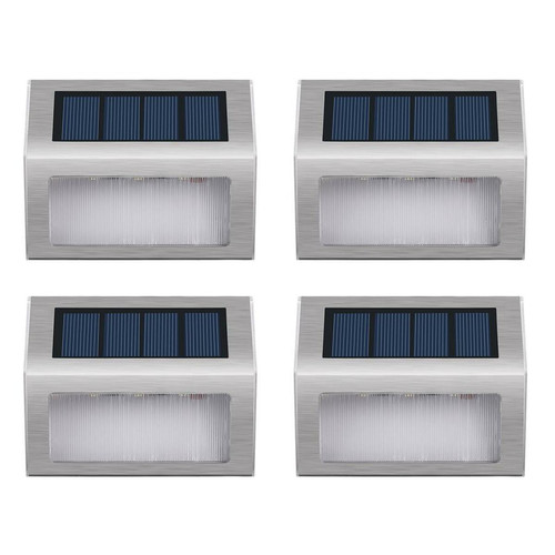 Eclairage solaire Vente-Unique Lot de 4 petites appliques solaires à Leds - Argent - BORAL