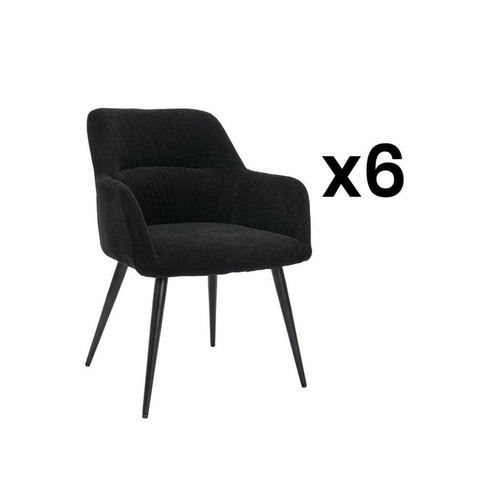 Vente-Unique - Lot de 6 chaises avec accoudoirs en tissu et métal - Noir - HEKA Vente-Unique - Chaises Non empilable