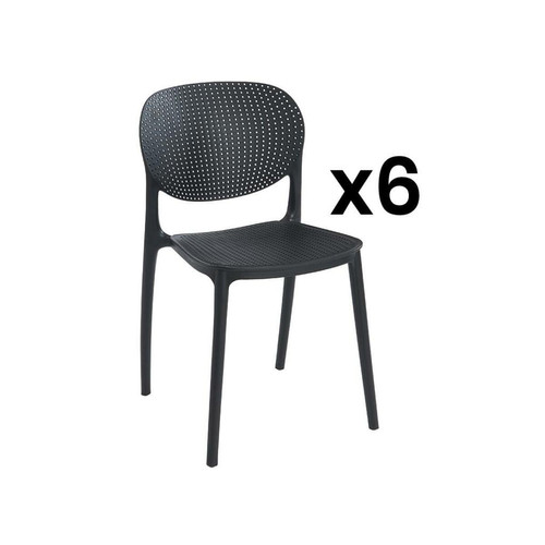 Vente-Unique - Lot de 6 chaises empilables en polypropylène - Noir - CARETANE Vente-Unique  - Lot de 6 chaises Chaises