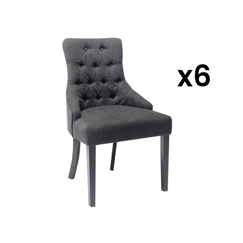 Vente-Unique - Lot de 6 chaises en tissu et bois d'hévéa - Gris - MERVIA Vente-Unique  - Lot de 6 chaises Chaises