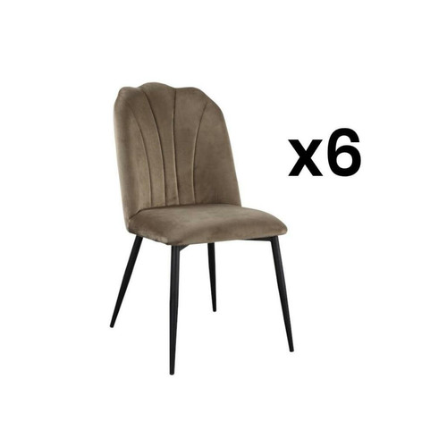 Vente-Unique -Lot de 6 chaises ROSARIO - Effet Velours et Métal Noir - Taupe Vente-Unique  - Chaises Vente-Unique