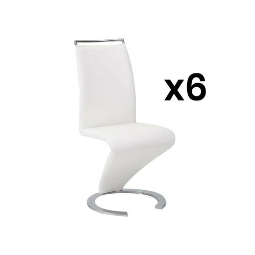 Vente-Unique - Lot de 6 chaises TWIZY - Simili Blanc Vente-Unique  - Canape cuir blanc design