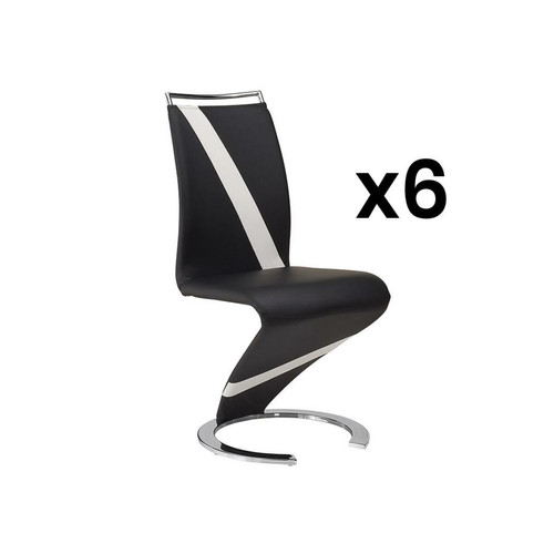Vente-Unique - Lot de 6 chaises TWIZY - Simili noir & blanc Vente-Unique  - Canape cuir blanc design