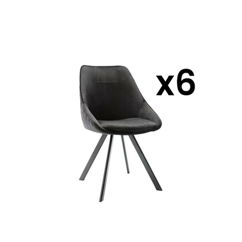 Vente-Unique - Lot de 6 chaises VIENNA - Velours & Métal - Noir Vente-Unique  - Lot de 6 chaise noir
