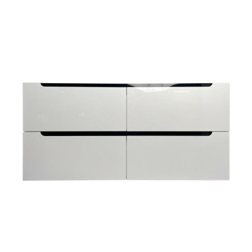 Vente-Unique - Meuble sous vasque suspendu - Blanc - L120 x H57 cm - SELITA - meuble bas salle de bain Design